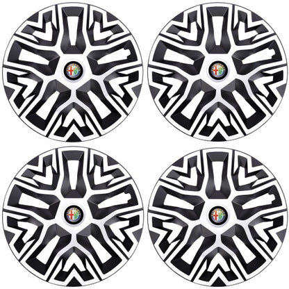 Set 4 Capace Roti 15 " Best Alb-Negru, Compatibile Cu Alfa Romeo