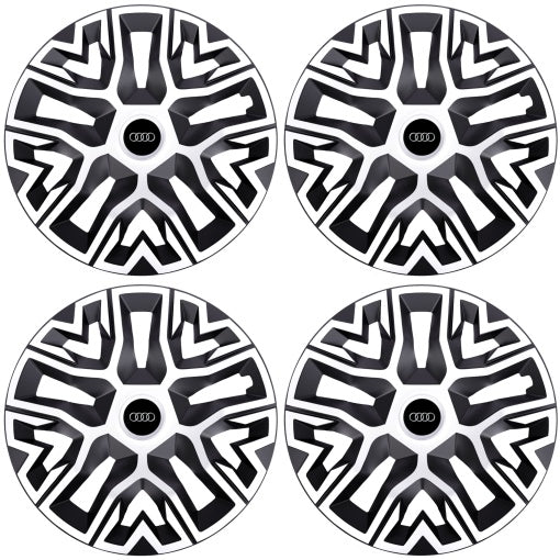 Set 4 Capace Roti 15 " Best Alb-Negru, Compatibile Cu Audi