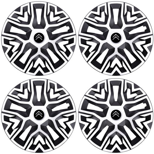 Set 4 Capace Roti 15 " Best Alb-Negru, Compatibile Cu Citroen