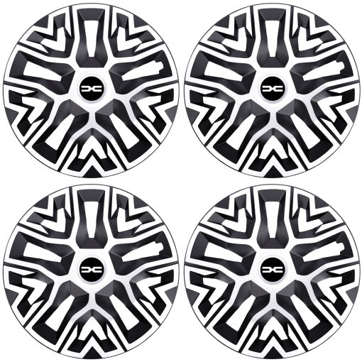 Set 4 Capace Roti 15 " Best Alb-Negru, Compatibile Cu Dacia Nou