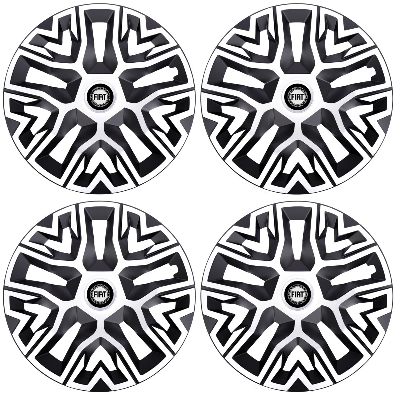 Set 4 Capace Roti 15 " Best Alb-Negru, Compatibile Cu Fiat