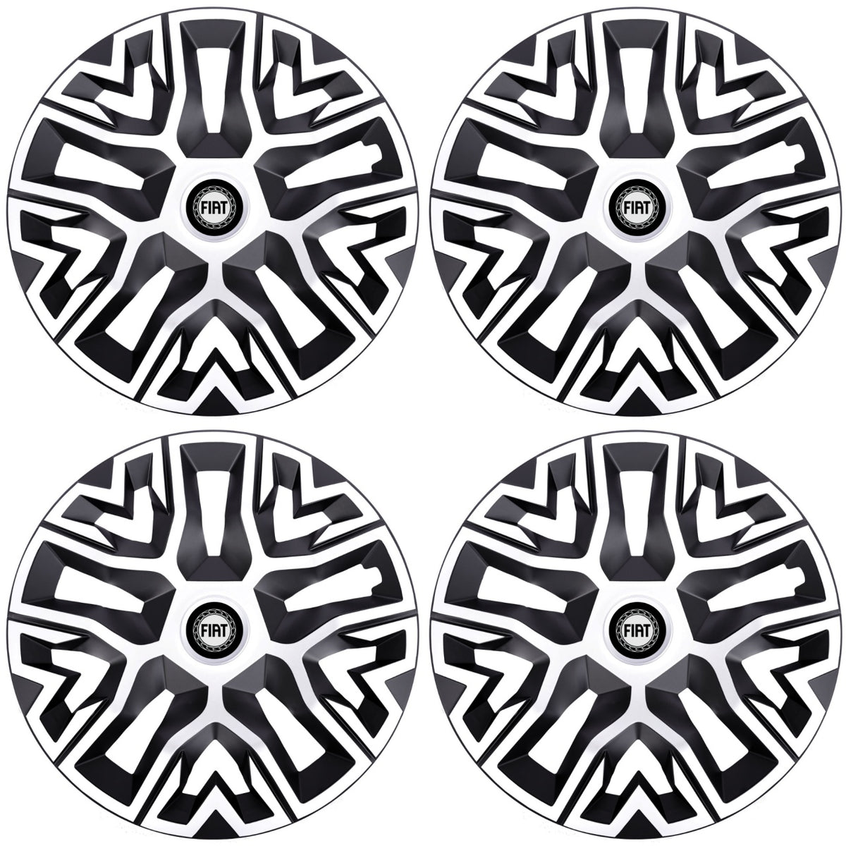 Set 4 Capace Roti 15 " Best Alb-Negru, Compatibile Cu Fiat