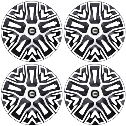 Set 4 Capace Roti 15 " Best Alb-Negru, Compatibile Cu Fiat