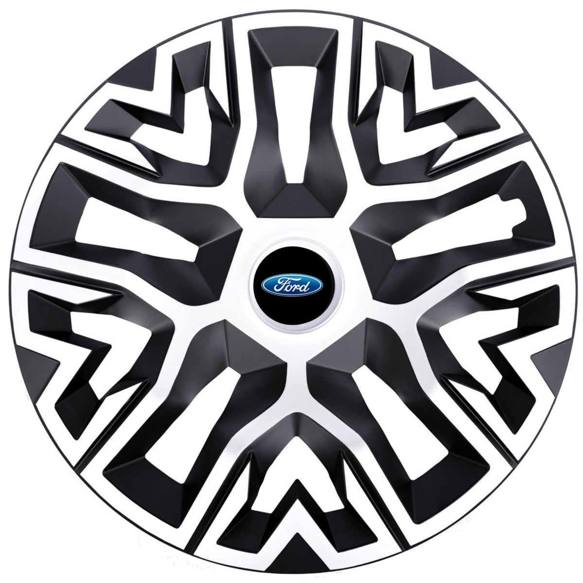 Set 4 Capace Roti 15 inchi (R15), Best Alb-Negru, Compatibile Cu Ford