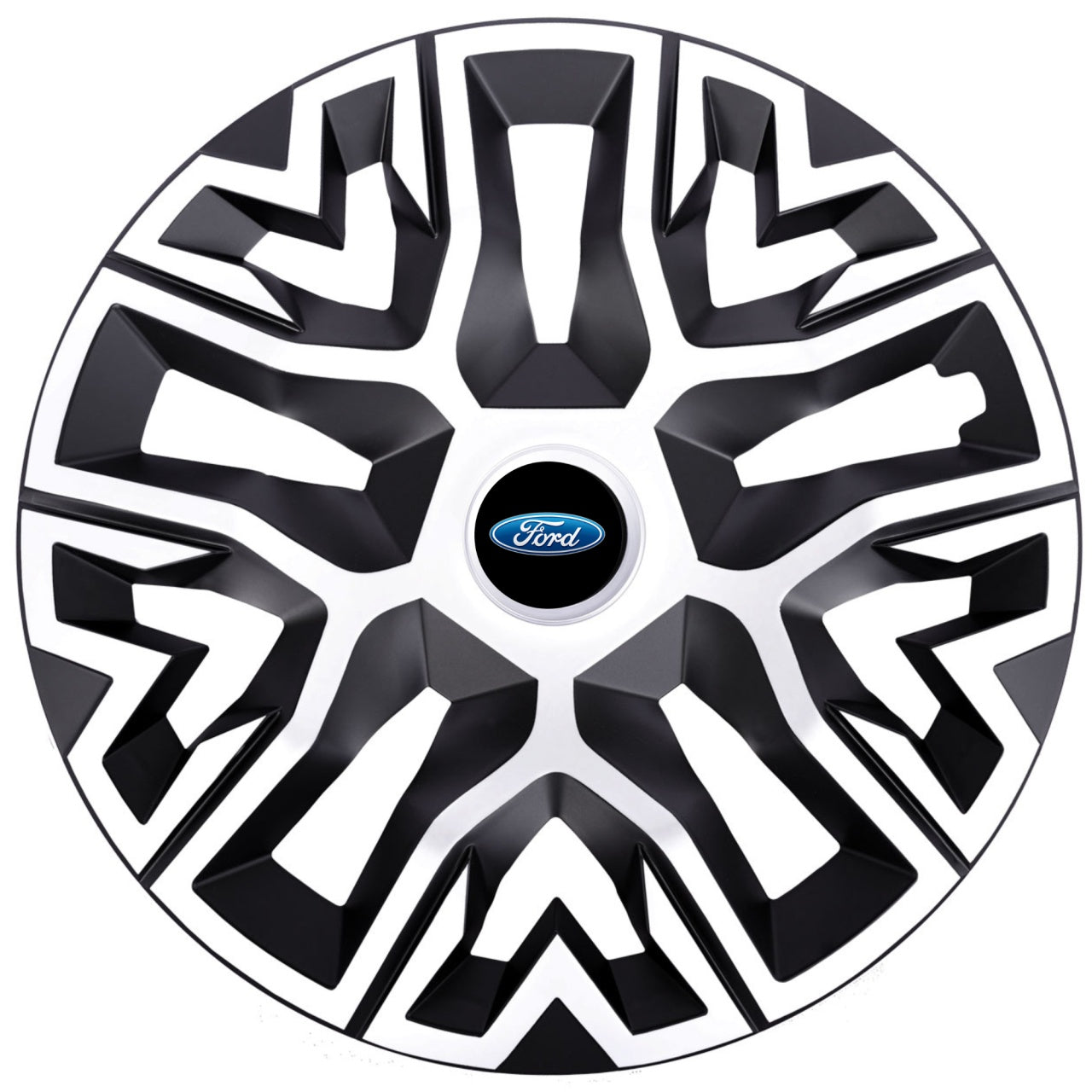 Set 4 Capace Roti 15 inchi (R15), Best Alb-Negru, Compatibile Cu Ford