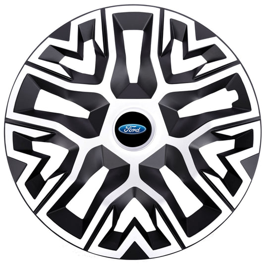 Set 4 Capace Roti 15 inchi (R15), Best Alb-Negru, Compatibile Cu Ford
