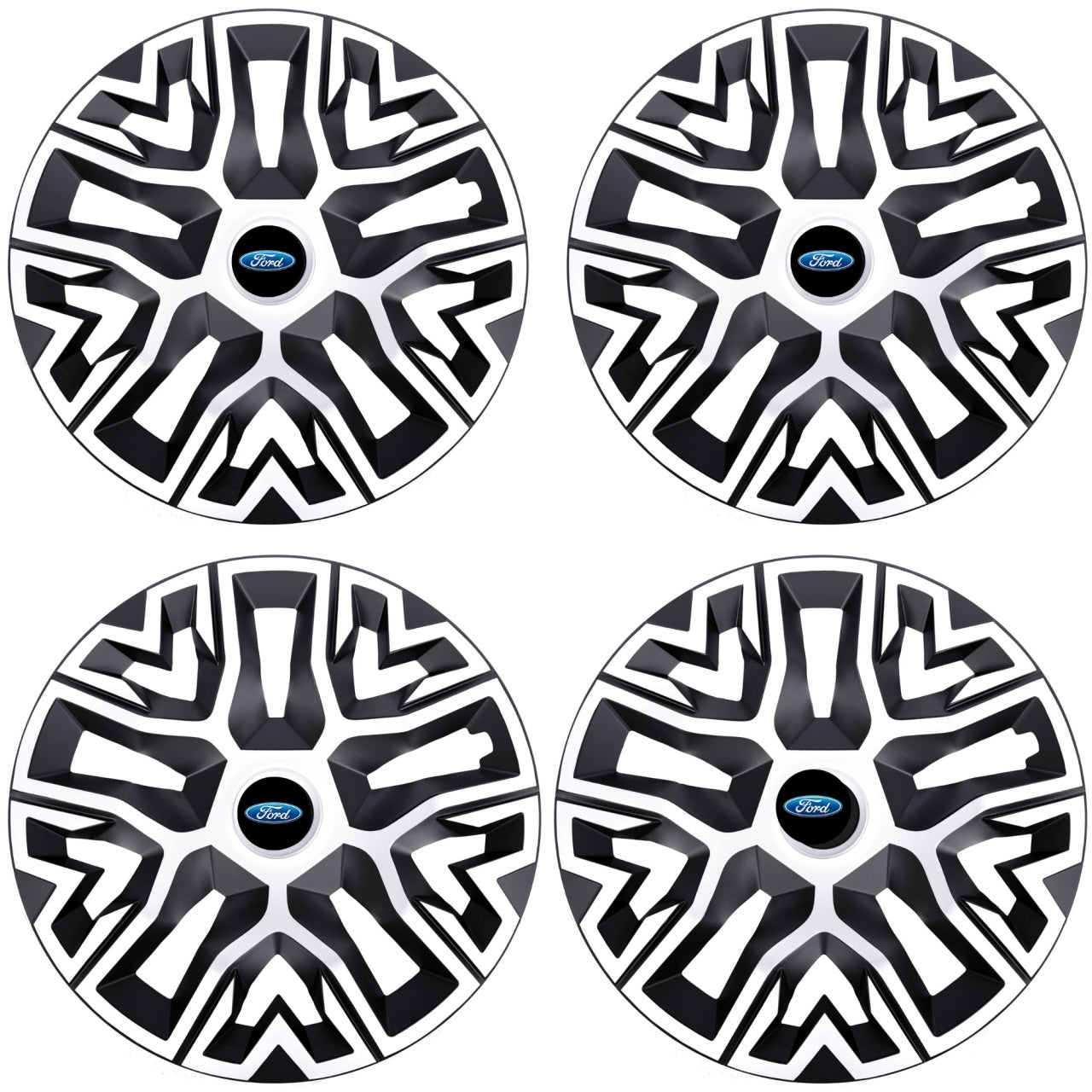 Set 4 Capace Roti 15 `` Best Alb-Negru, Compatibile Cu Ford