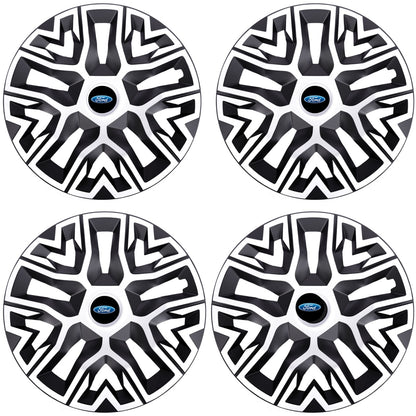Set 4 Capace Roti 15 `` Best Alb-Negru, Compatibile Cu Ford