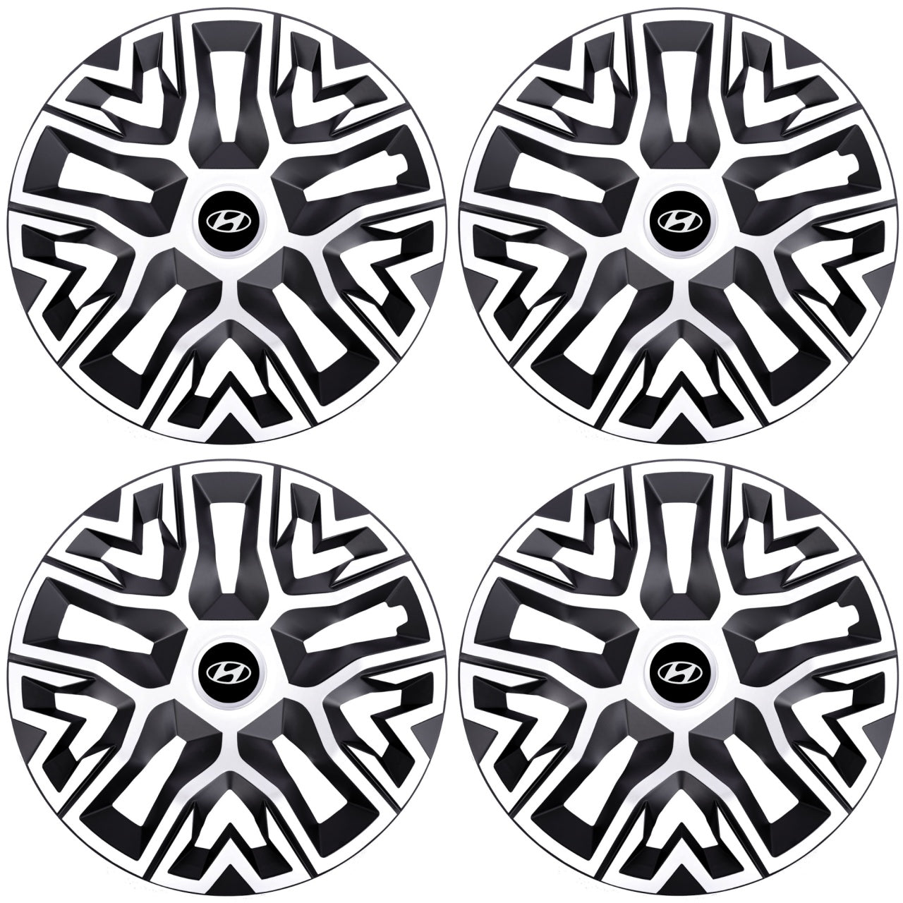 Set 4 Capace Roti 15 " Best Alb-Negru, Compatibile Cu Hyundai