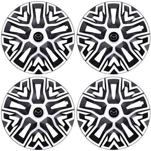 Set 4 Capace Roti 15 " Best Alb-Negru, Compatibile Cu Mazda