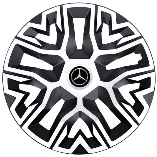 Set 4 Capace Roti 15 inchi (R15), Best Alb-Negru, Compatibile Cu Mercedes-Benz