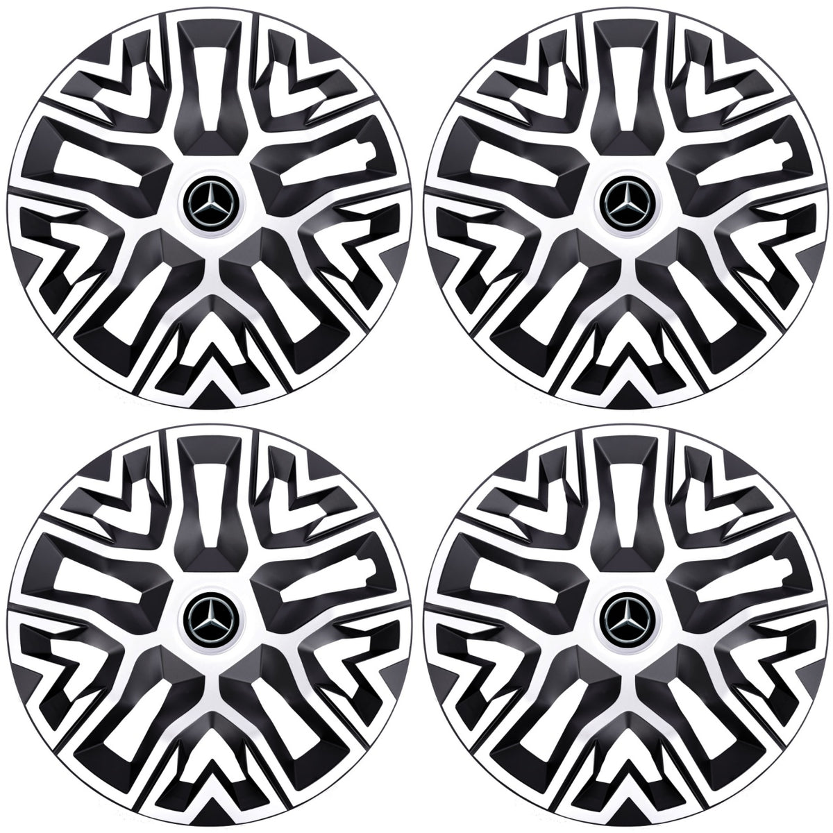 Set 4 Capace Roti 15 `` Best Alb-Negru, Compatibile Cu Mercedes-Benz