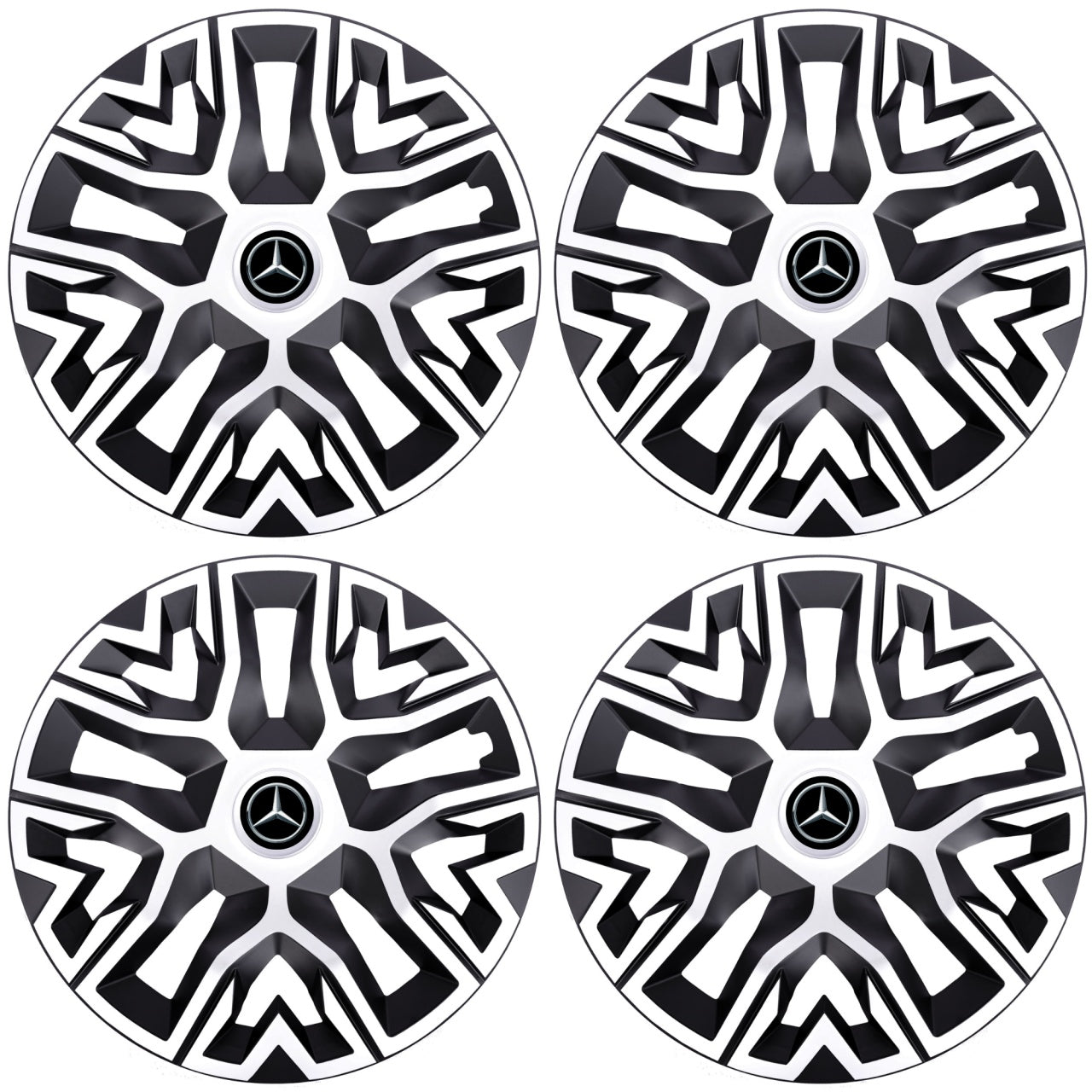 Set 4 Capace Roti 15 inchi (R15), Best Alb-Negru, Compatibile Cu Mercedes-Benz