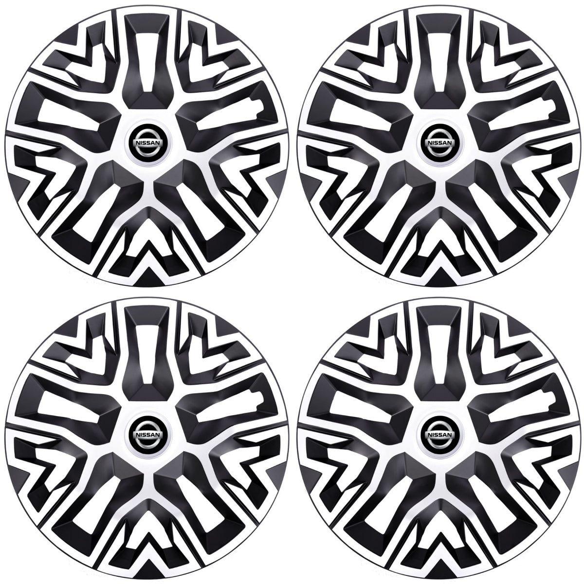 Set 4 Capace Roti 15 " Best Alb-Negru, Compatibile Cu Nissan