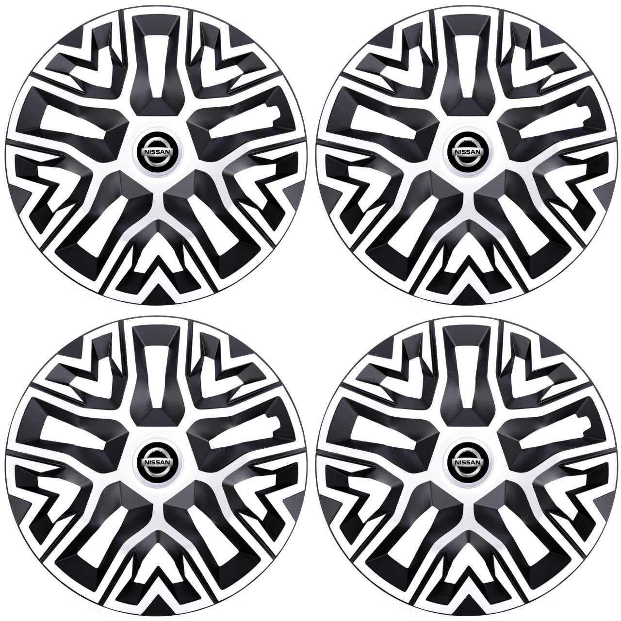 Set 4 Capace Roti 15 " Best Alb-Negru, Compatibile Cu Nissan
