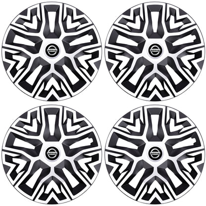 Set 4 Capace Roti 15 " Best Alb-Negru, Compatibile Cu Nissan
