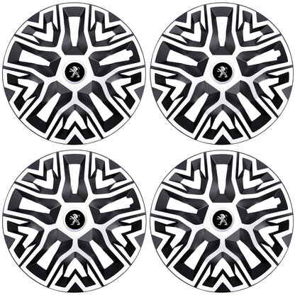 Set 4 Capace Roti 15 " Best Alb-Negru, Compatibile Cu Peugeot