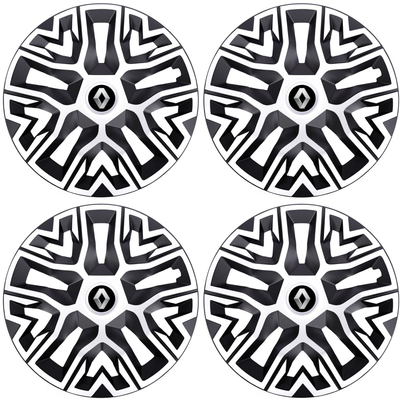 Set 4 Capace Roti 15 " Best Alb-Negru, Compatibile Cu Renault