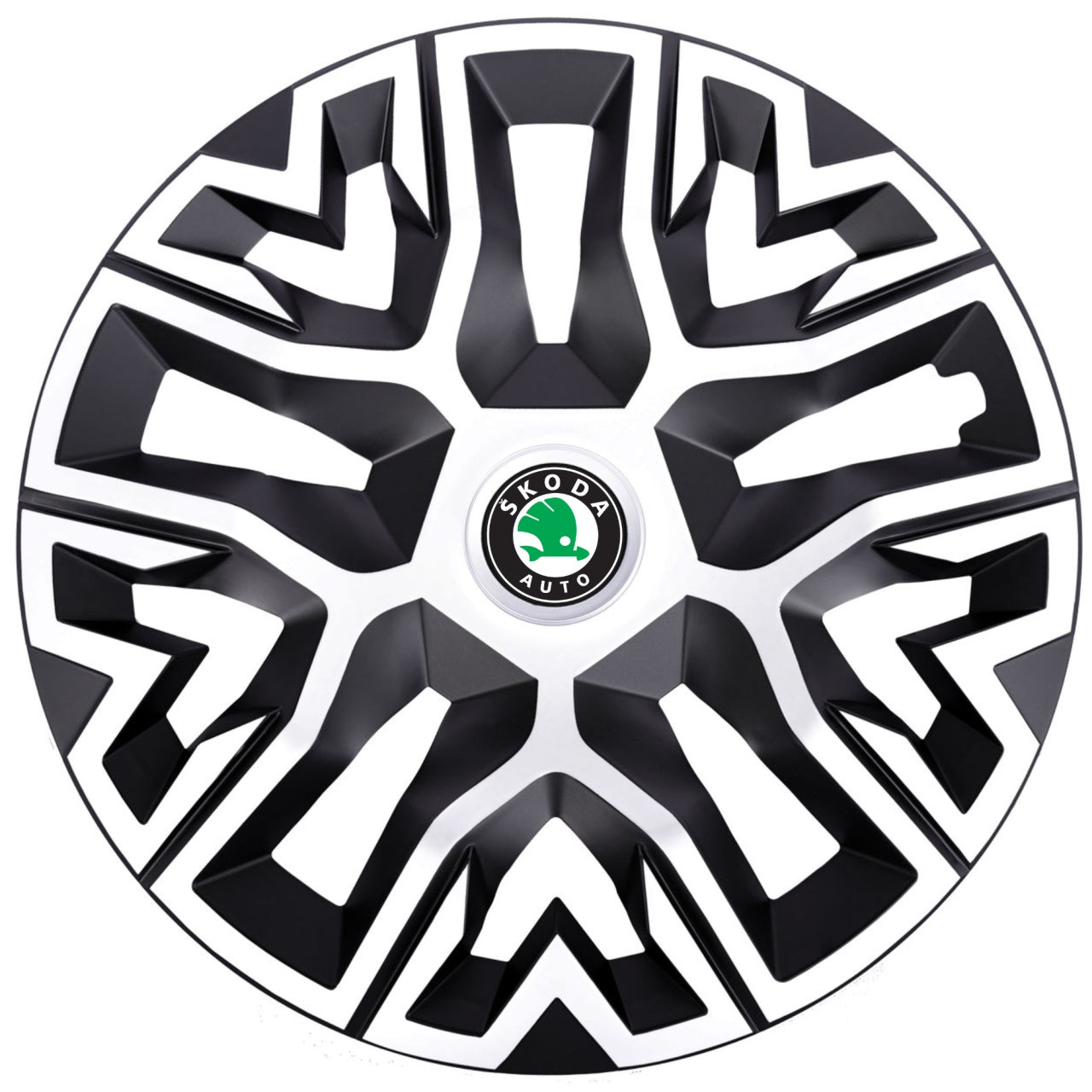 Set 4 Capace Roti 15 " Best Alb-Negru, Compatibile Cu Skoda