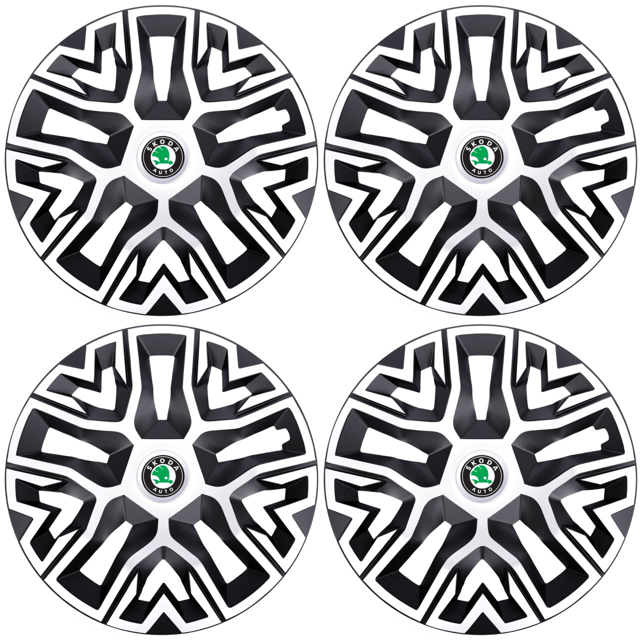 Set 4 Capace Roti 15 " Best Alb-Negru, Compatibile Cu Skoda
