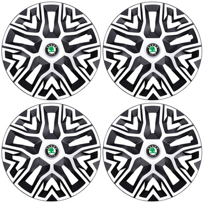 Set 4 Capace Roti 15 " Best Alb-Negru, Compatibile Cu Skoda