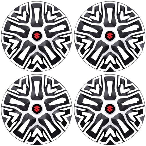 Set 4 Capace Roti 15 " Best Alb-Negru, Compatibile Cu Suzuki