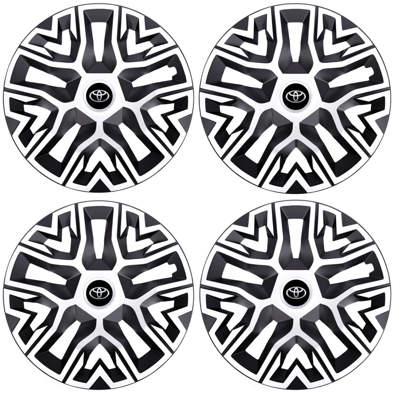Set 4 Capace Roti 15 inchi (R15), Best Alb-Negru, Compatibile Cu Toyota