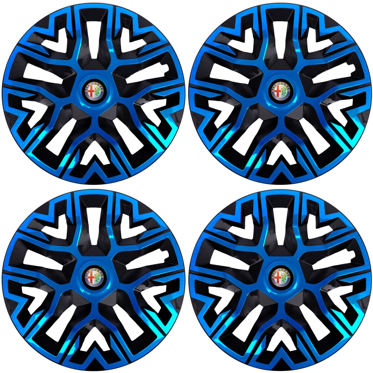 Set 4 Capace Roti 15 inchi (R15), Best Albastru-Negru, Compatibile Cu Alfa Romeo