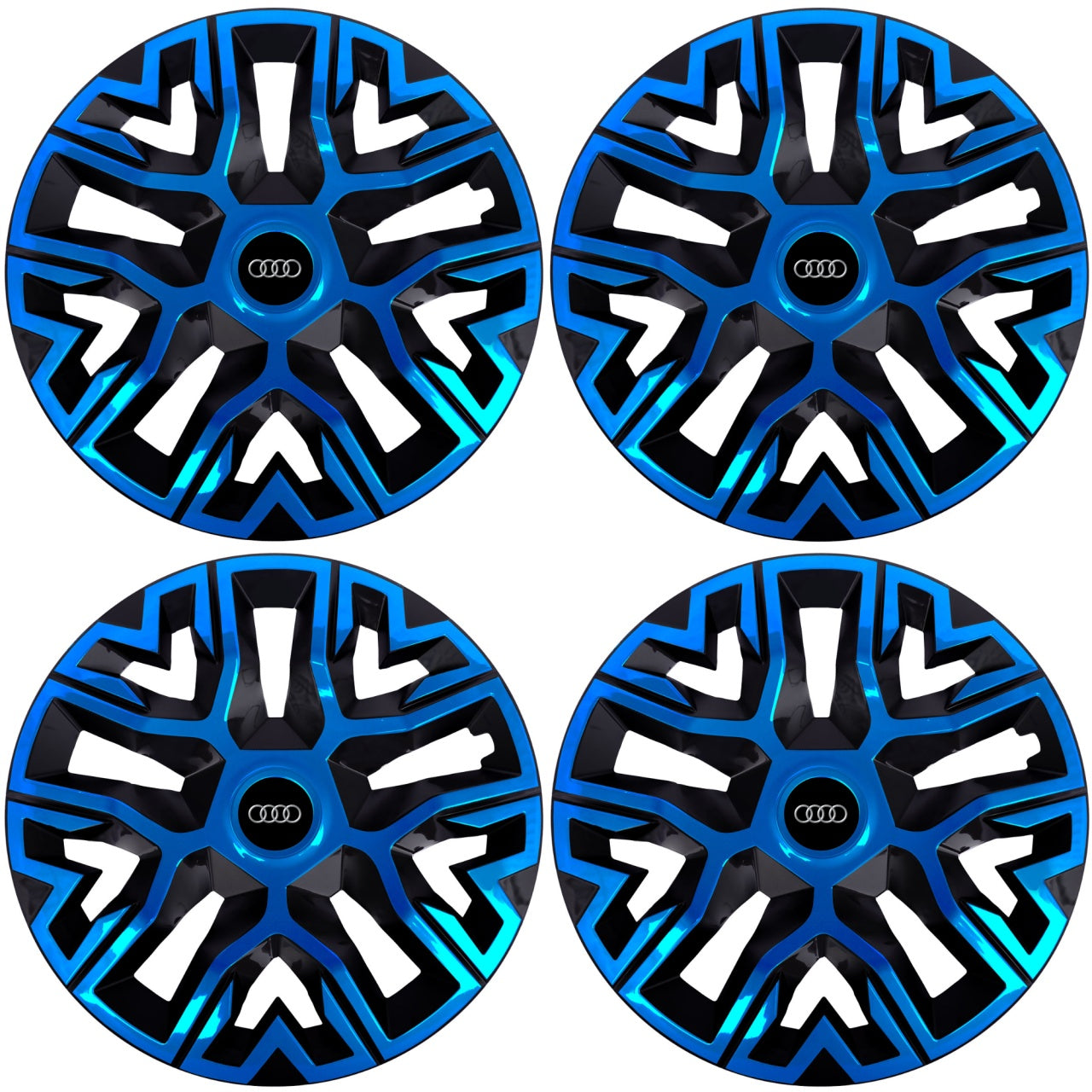 Set 4 Capace Roti 15 " Best Albastru-Negru, Compatibile Cu Audi