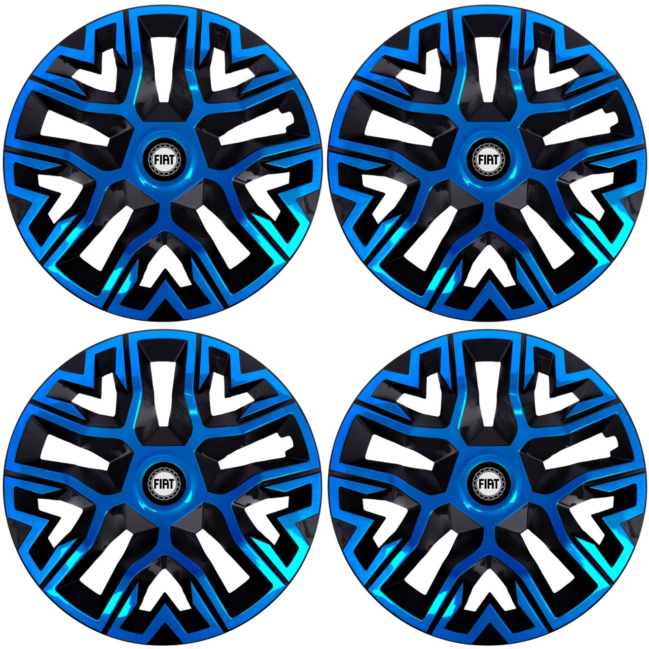 Set 4 Capace Roti 15 " Best Albastru-Negru, Compatibile Cu Fiat