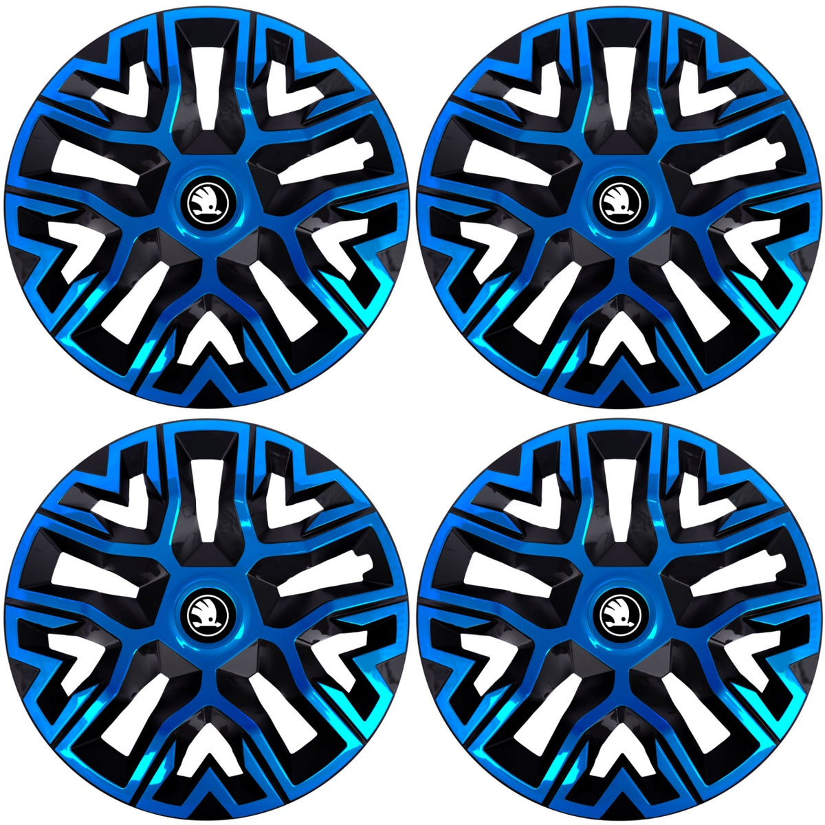 Set 4 Capace Roti 15 " Best Albastru-Negru, Compatibile Cu Skoda Nou