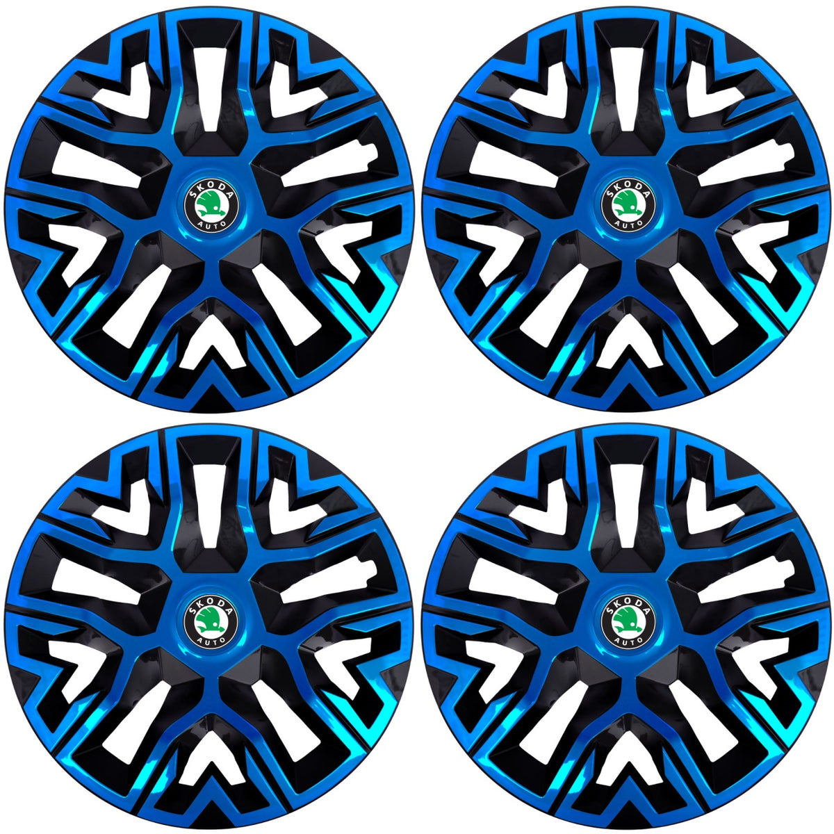 Set 4 Capace Roti 15 " Best Albastru-Negru, Compatibile Cu Skoda