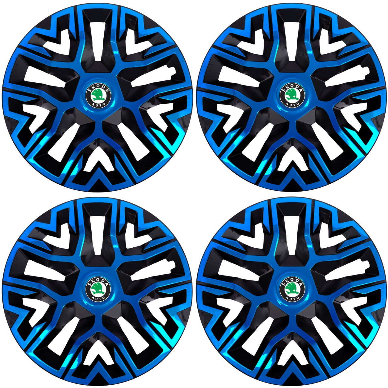 Set 4 Capace Roti 15 " Best Albastru-Negru, Compatibile Cu Skoda