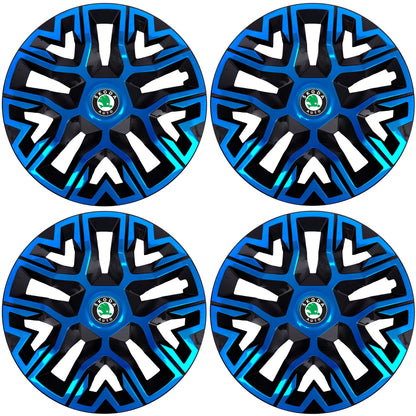 Set 4 Capace Roti 15 " Best Albastru-Negru, Compatibile Cu Skoda