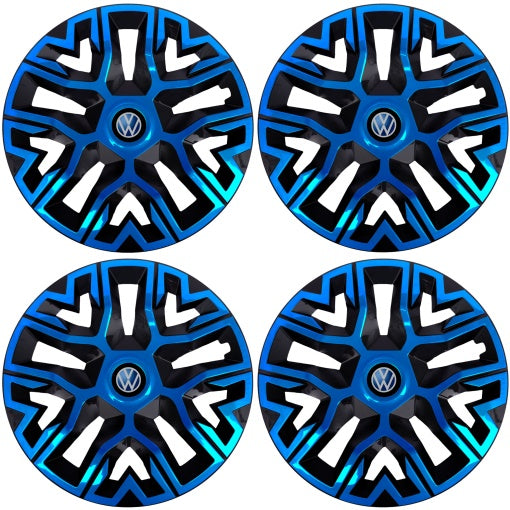 Set 4 Capace Roti 15 inchi (R15), Best Albastru-Negru, Compatibile Cu Volkswagen