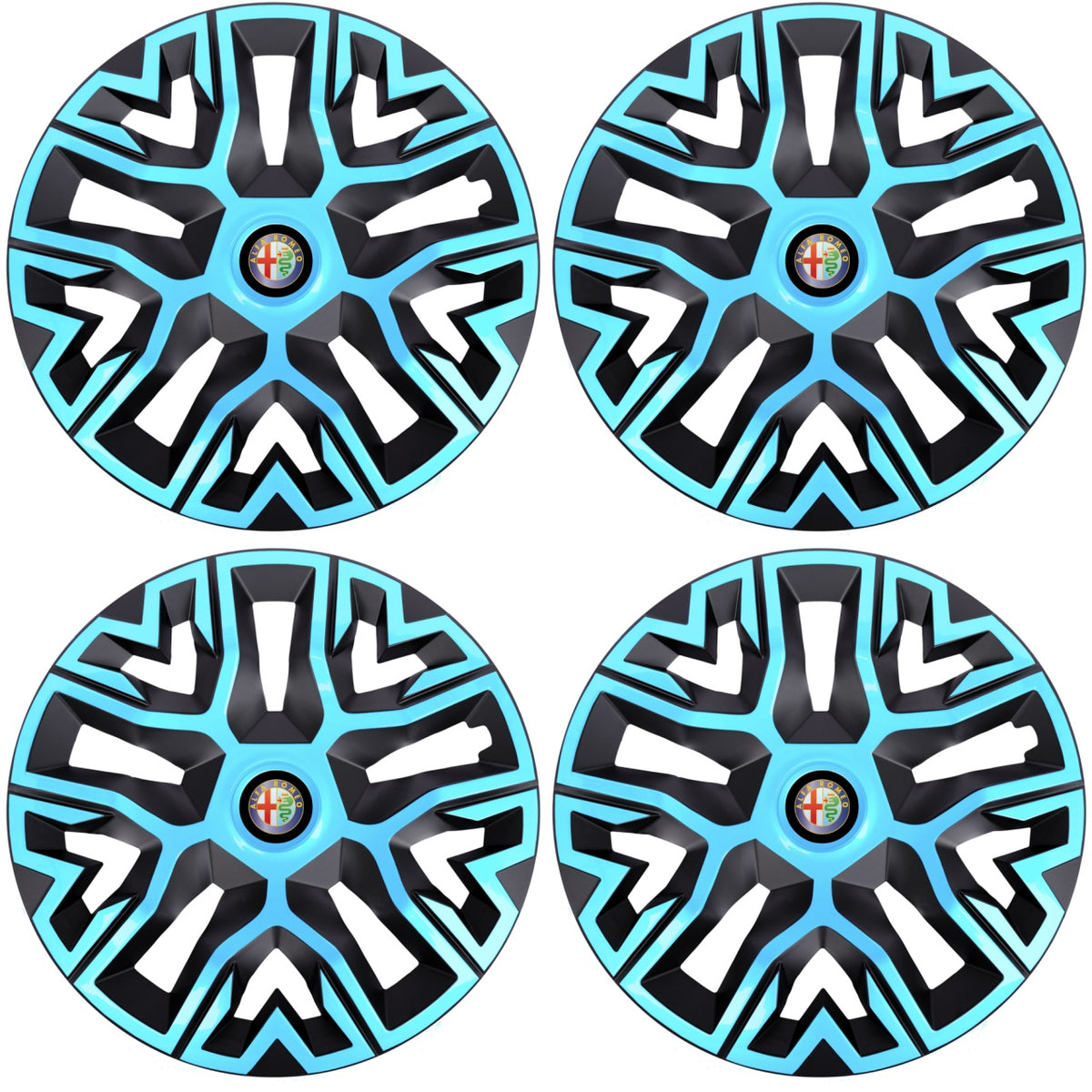 Set 4 Capace Roti 15 " Best Azur-Negru, Compatibile Cu Alfa Romeo