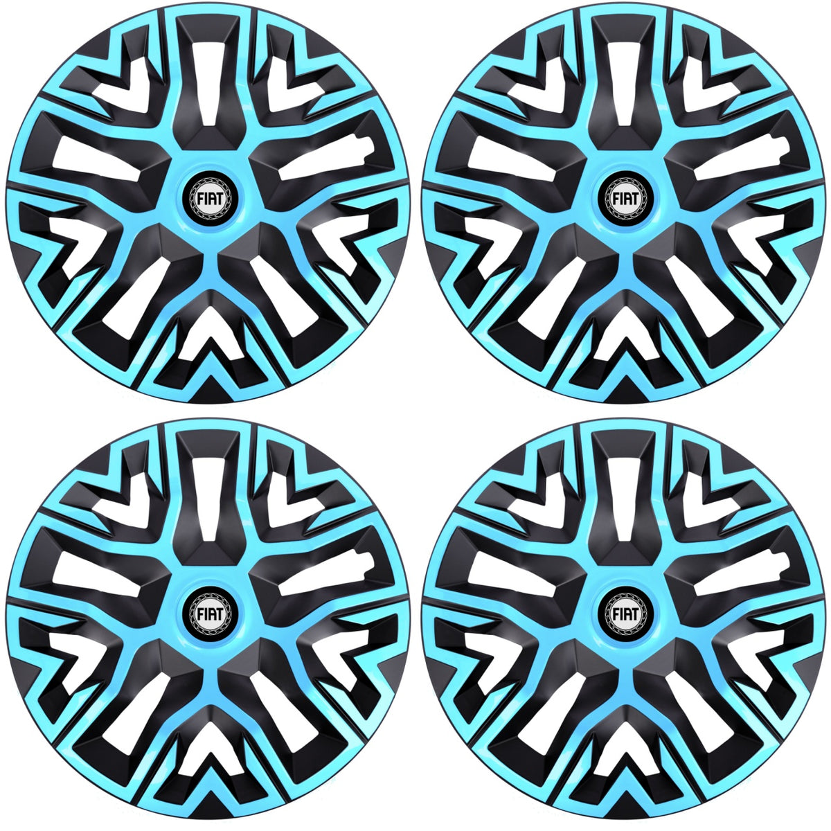 Set 4 Capace Roti 15 " Best Azur-Negru, Compatibile Cu Fiat