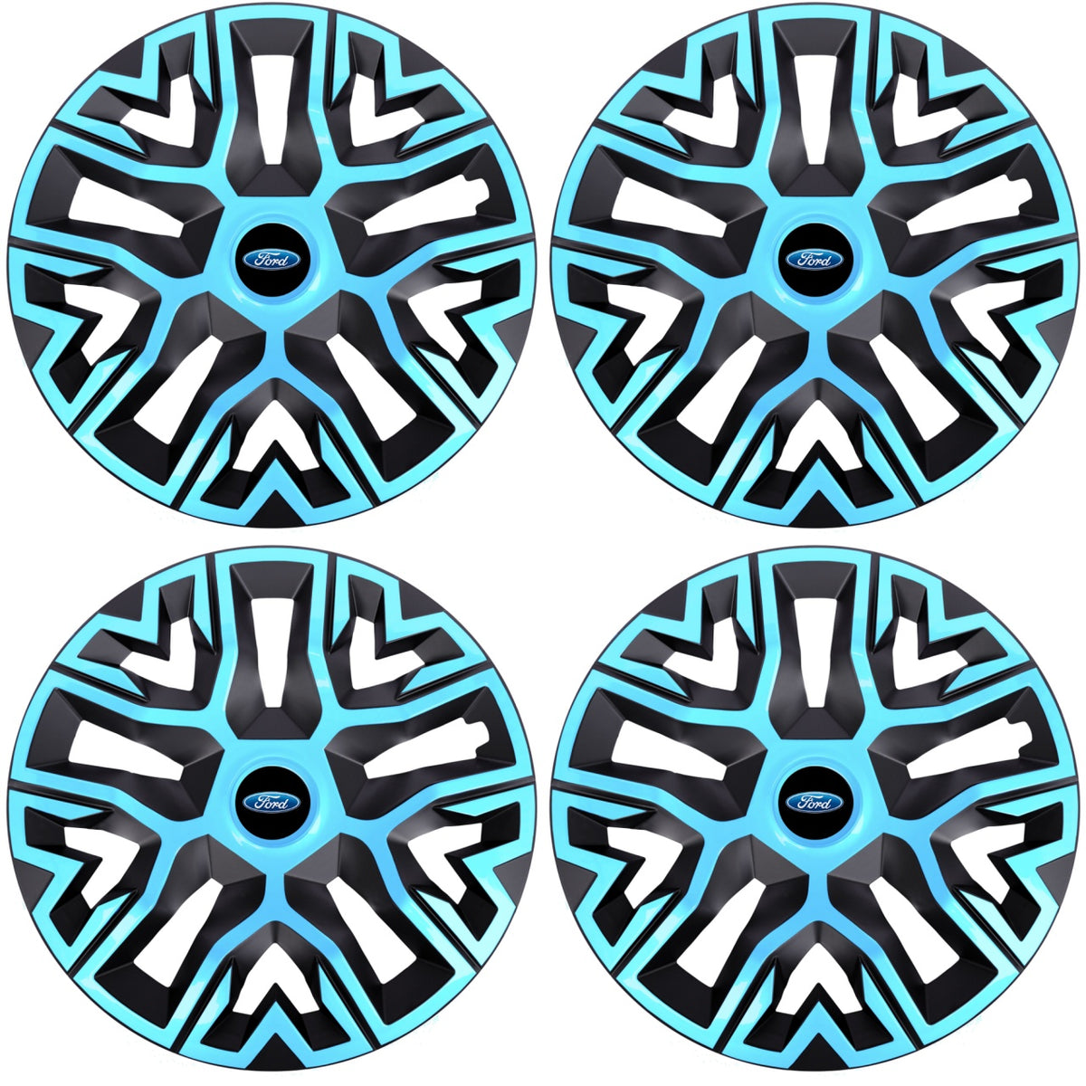 Set 4 Capace Roti 15 `` Best Azur-Negru, Compatibile Cu Ford