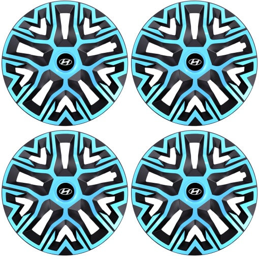 Set 4 Capace Roti 15 `` Best Azur-Negru, Compatibile Cu Hyundai