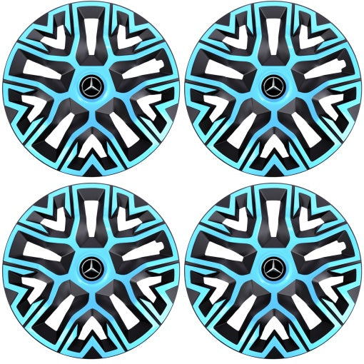 Set 4 Capace Roti 15 inchi (R15), Best Azur-Negru, Compatibile Cu Mercedes-Benz
