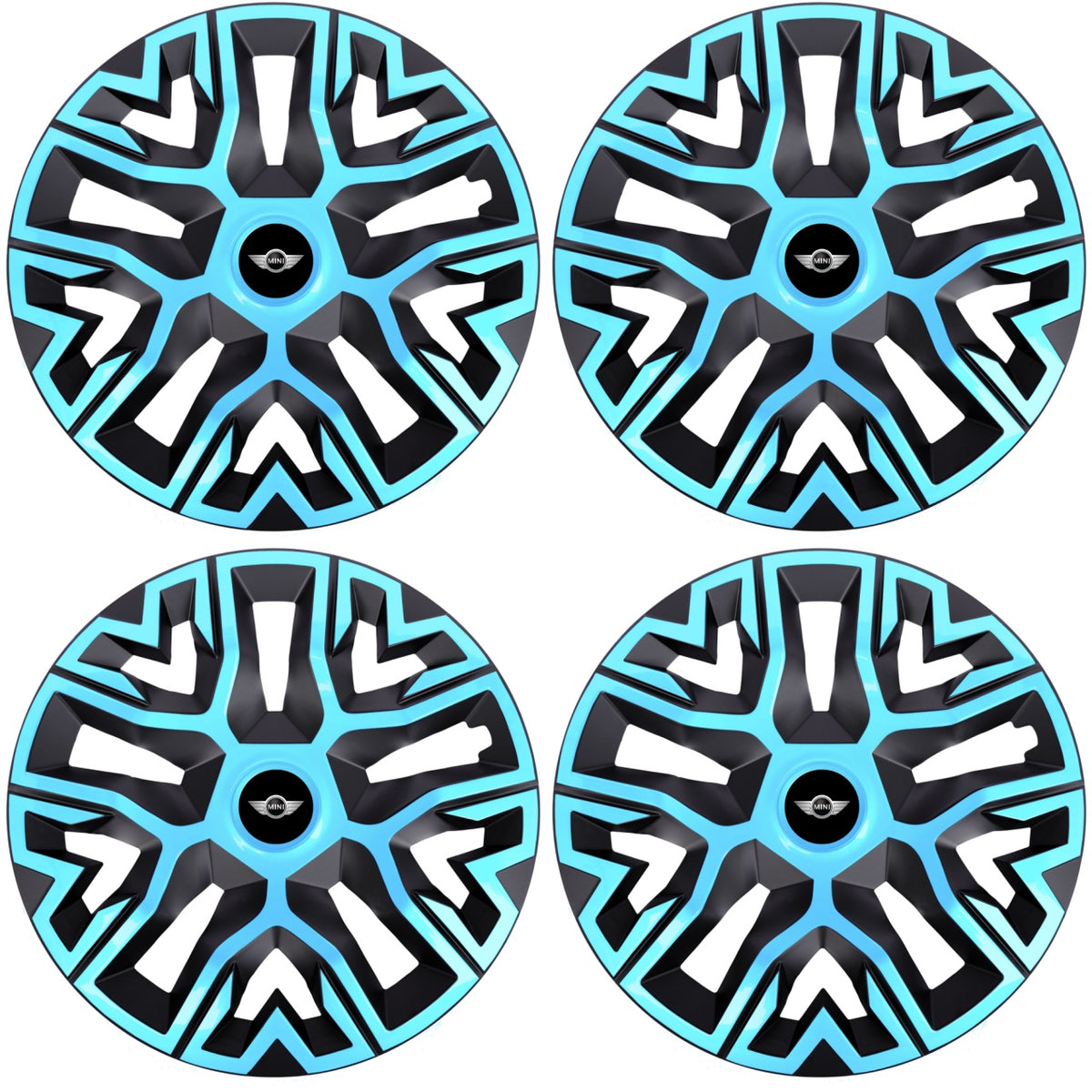Set 4 Capace Roti 15 `` Best Azur-Negru, Compatibile Cu Mini