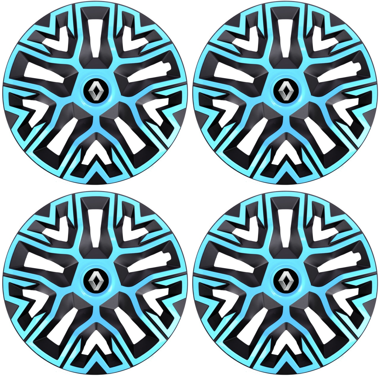 Set 4 Capace Roti 15 " Best Azur-Negru, Compatibile Cu Renault