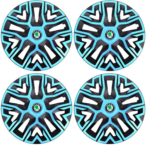 Set 4 Capace Roti 15 " Best Azur-Negru, Compatibile Cu Skoda