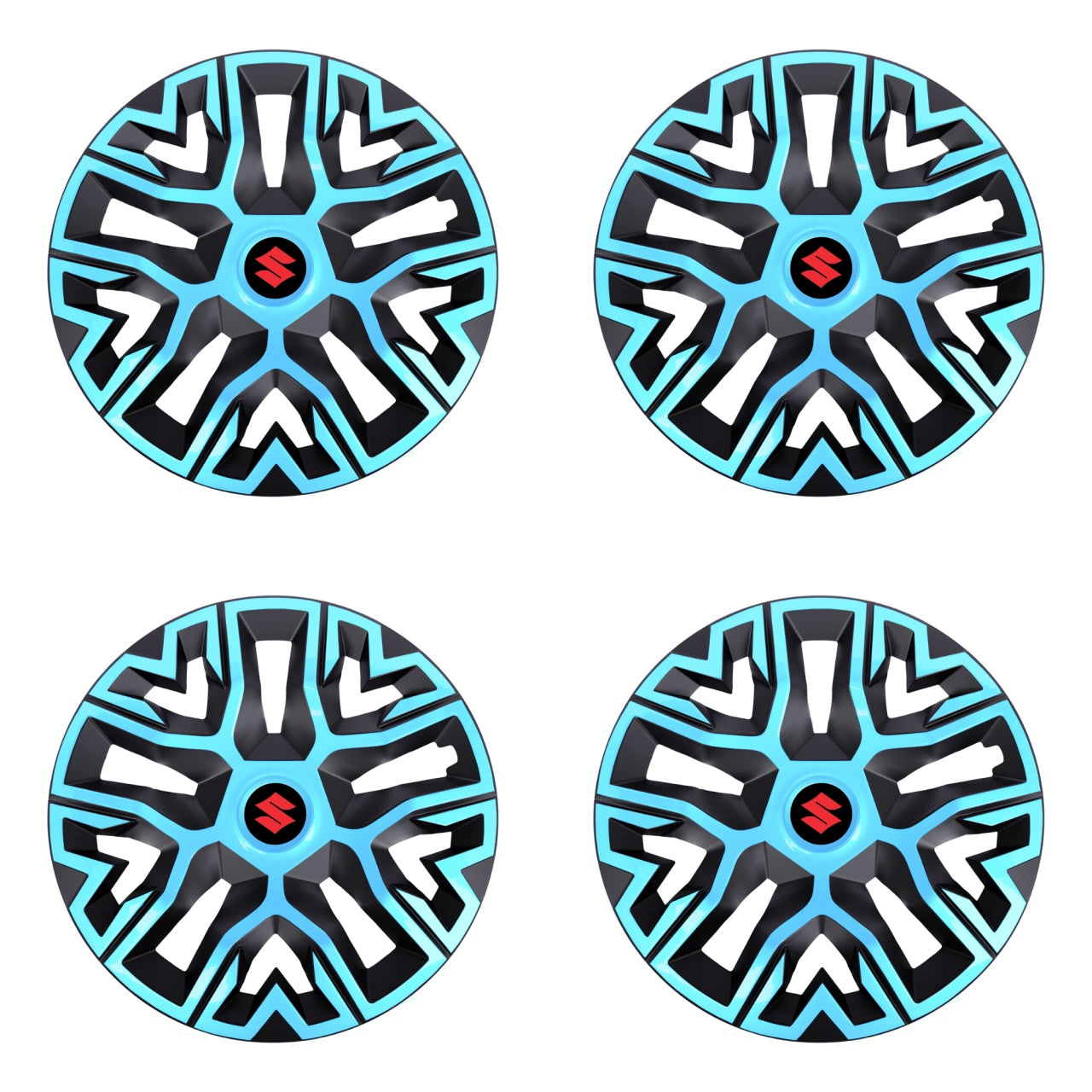Set 4 Capace Roti 15 `` Best Azur-Negru, Compatibile Cu Suzuki