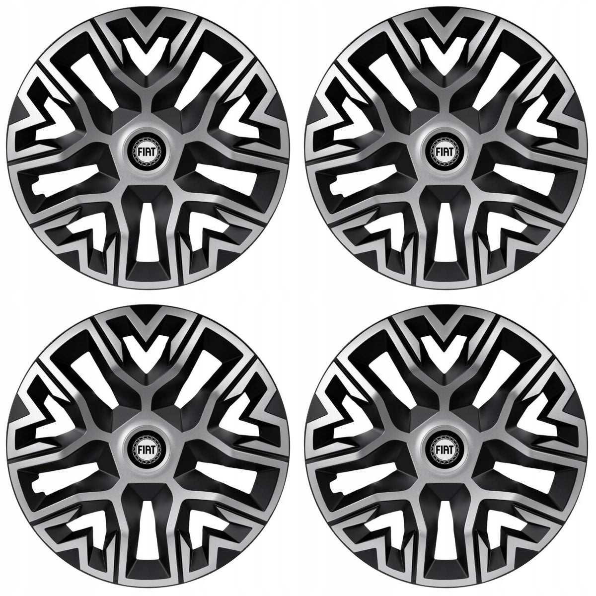 Set 4 Capace Roti 15 " Best Gri-Negru, Compatibile Cu Fiat