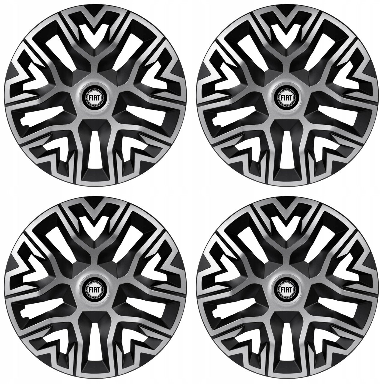 Set 4 Capace Roti 15 " Best Gri-Negru, Compatibile Cu Fiat