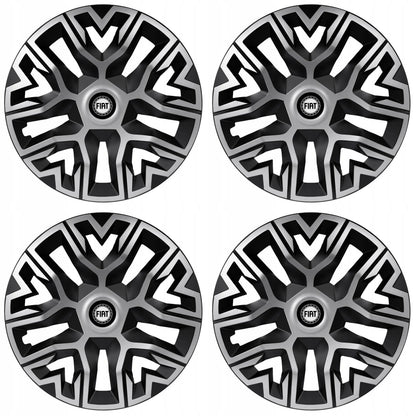 Set 4 Capace Roti 15 " Best Gri-Negru, Compatibile Cu Fiat