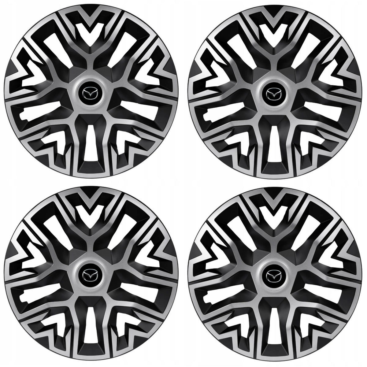 Set 4 Capace Roti 15 " Best Gri-Negru, Compatibile Cu Mazda