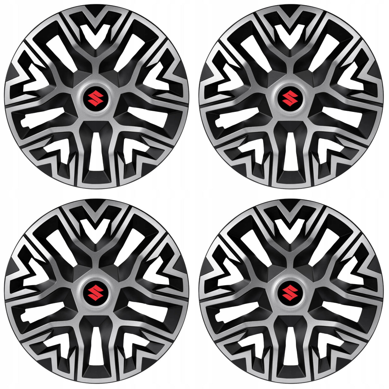 Set 4 Capace Roti 15 `` Best Gri-Negru, Compatibile Cu Suzuki