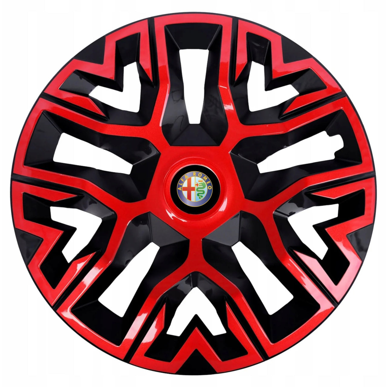 Set 4 Capace Roti 15 " Best Rosu-Negru, Compatibile Cu Alfa Romeo